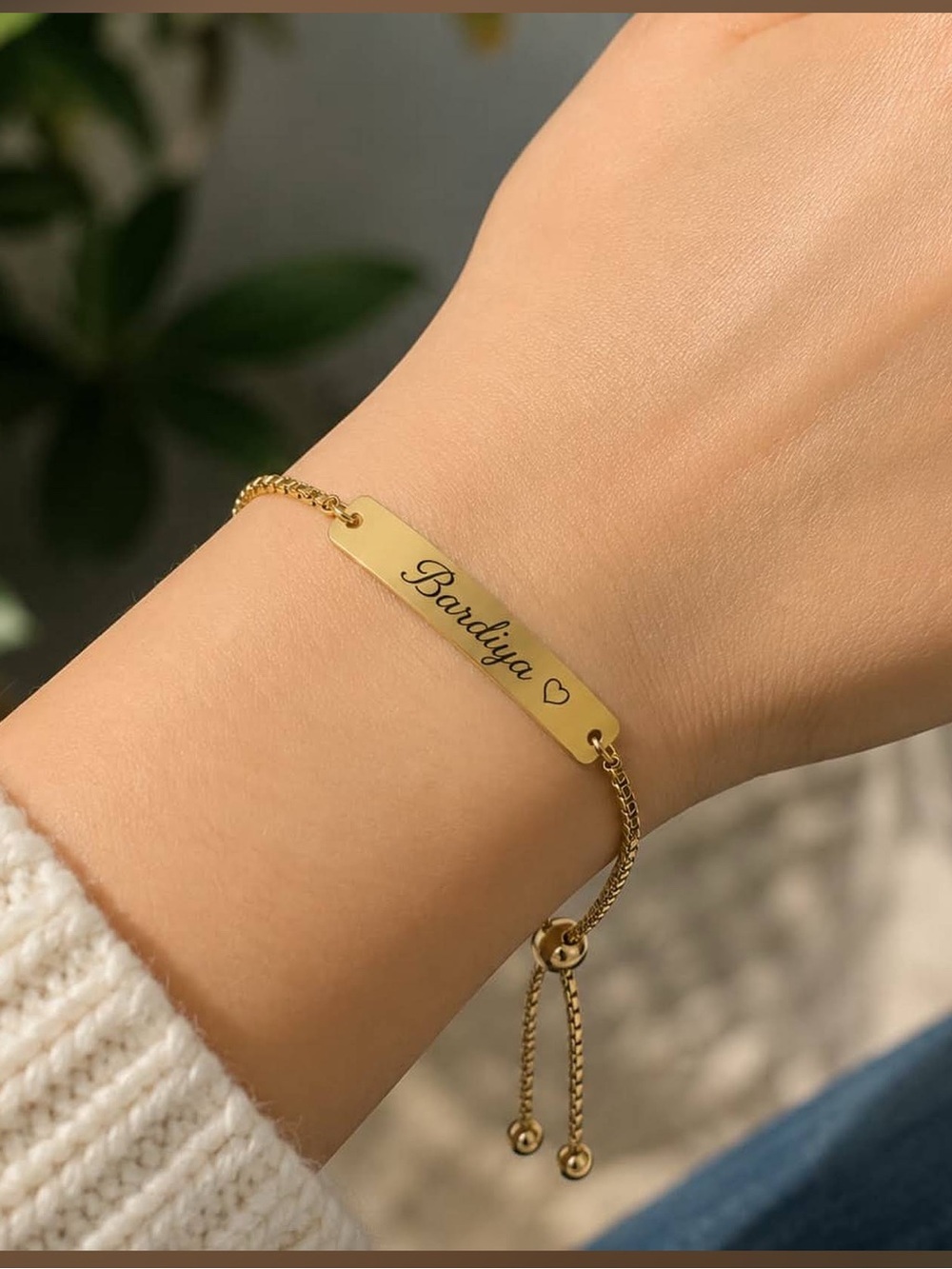 Customizable Gold or Silver Name Plate Bracelet – Elegant Personalized ID Bracel